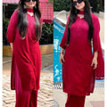 Red Ombré Rayon Tone-to-Tone Dyeable Kurti + Palazzo Set