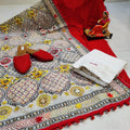Red Pure Cotton Phulkari Suit with Beautiful Handmade Mirror Work Shopping Online