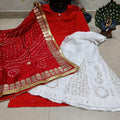 Red Sparkling Sequins Bandhani dupatta Gotta patti Sharara Sequins Kurti emsemble