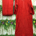 Red Vivid Elegance Modal Kurti and Palazzo Set