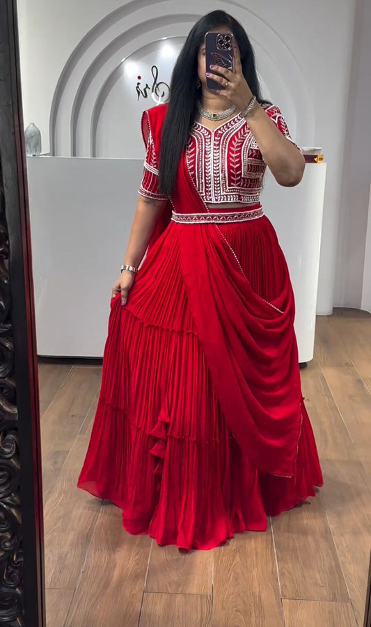 Red Party Wear Fancy Lehenga Choli