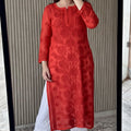 Red Lucknowi Chikankari Rose Viscose Georgette Kurta Set