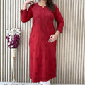 Red Exquisite Lucknow Chikankari Mukesh Work Kurti Set