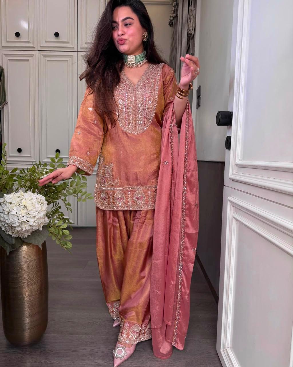Dusty rose Ronald Silk designer suit front view