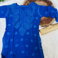 Royal Blue Chikankari Viscose Chic Short Top 3D work