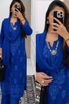 Royal Blue Viscose Lucknow Chikankari 4-Piece Kurta Set