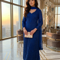 Royal Blue Ethereal Viscose Chikankari & Mukaish Work Ensemble