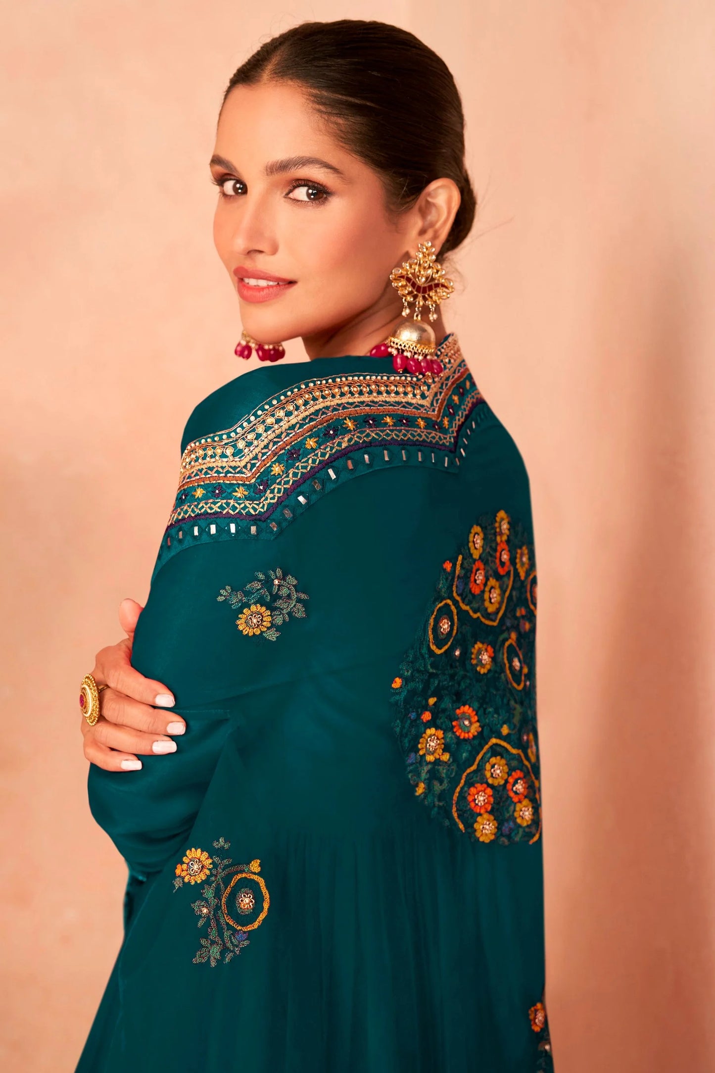 Turquoise Silk Splendor Party Wear Salwar Kameez Sharara with Dupatta