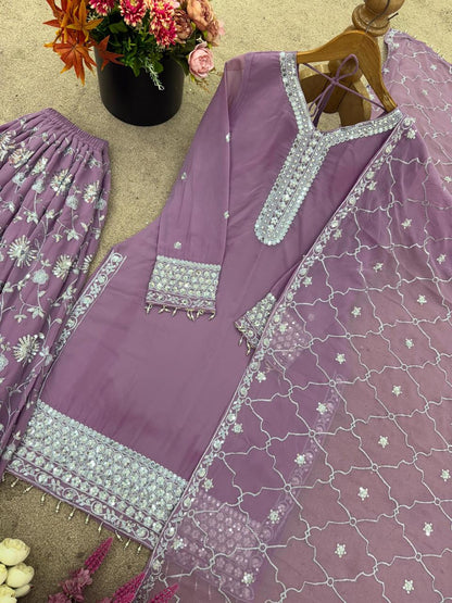 Elegant Dusty Pink Georgette Salwar Kameez Set with Sequin Work