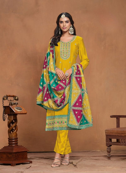 Yellow Punjabi Vibrant Salwar Kameez Dupatta Suit - Plus Sizes