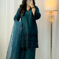 Green Designer Silk Pakistani Style Suit Set with Sequin Work