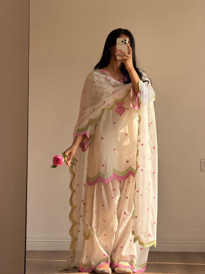 Elegant White Mul Chanderi Embroidered Salwar Suit with Dupatta