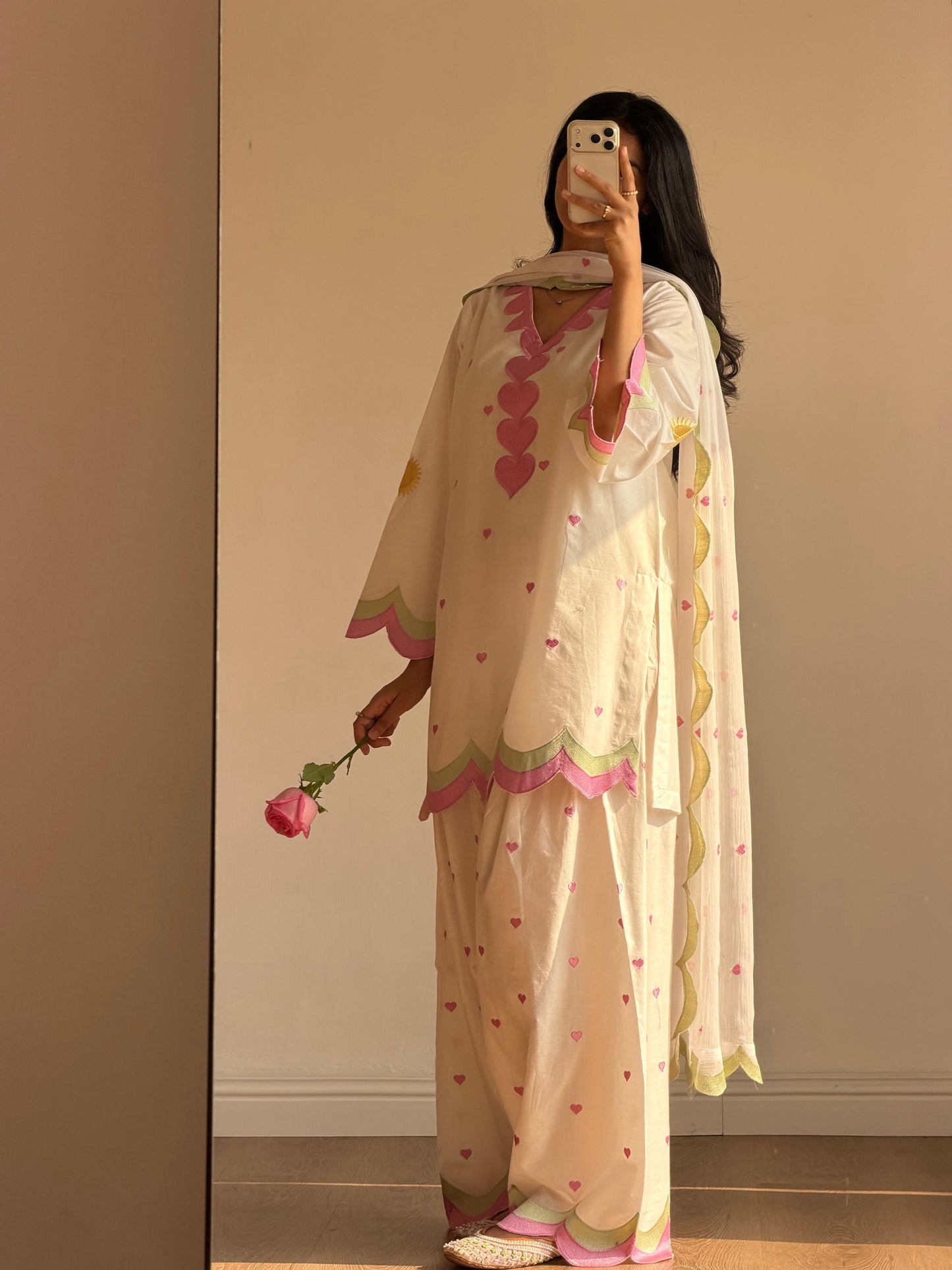 Elegant White Mul Chanderi Embroidered Salwar Suit with Dupatta