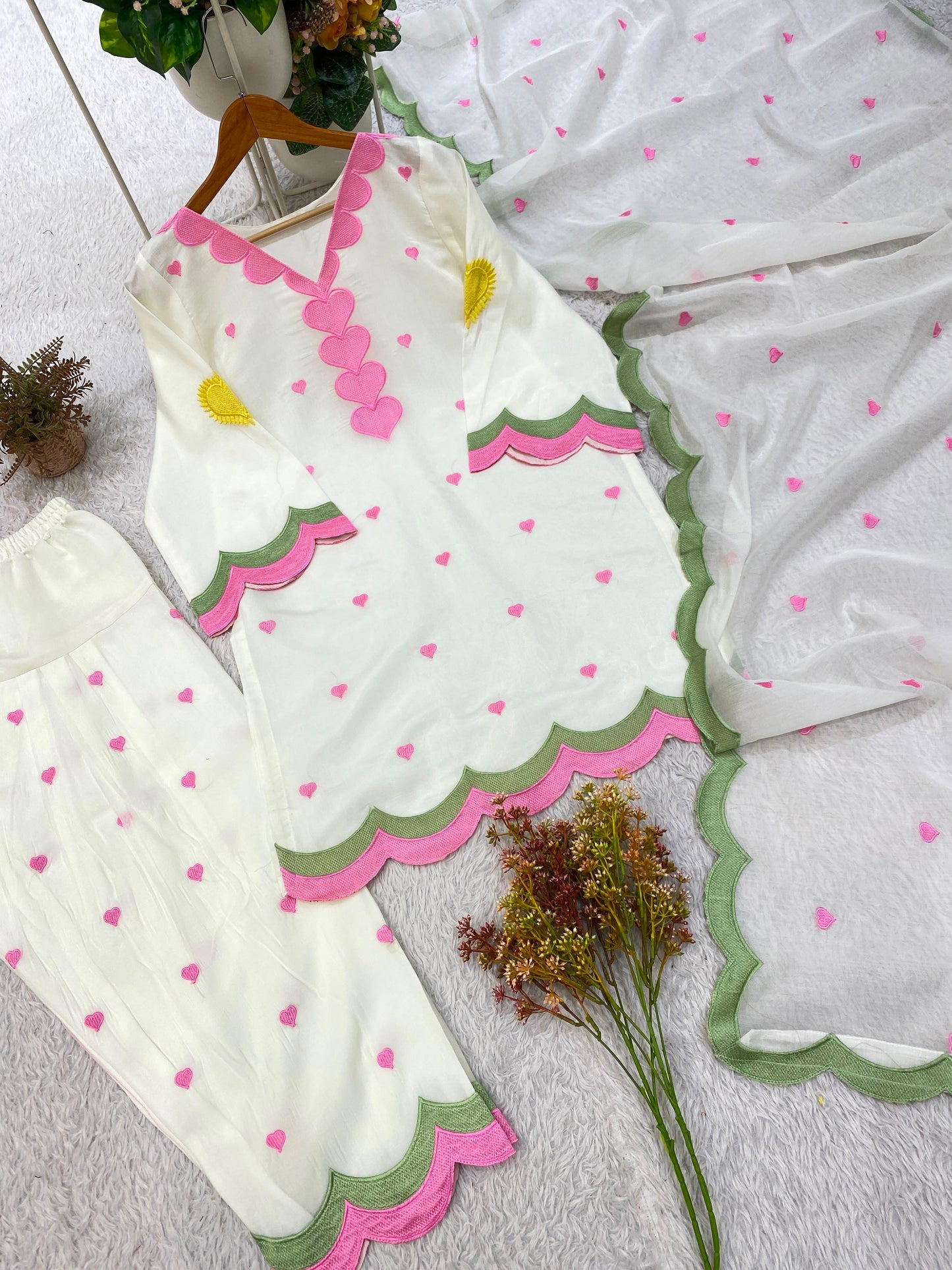 Elegant White Mul Chanderi Embroidered Salwar Suit with Dupatta