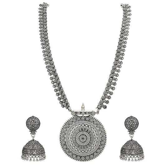Classic Oxidised Jewellery Set Necklace , Earrings
