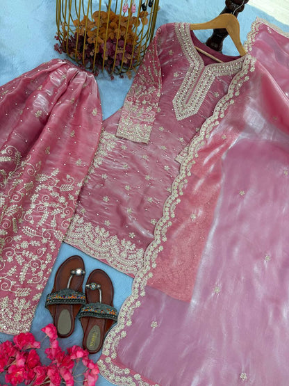 Pink Ethereal Silk Embroidered Ensemble Eid Special