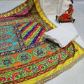 Silky Yellow base Multicolor Style Chikankari Elegance - Pakistani Dupatta & Kurti Palazzo Set