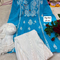 Sky Blue Chic Chikankari Tulip Trio Combo