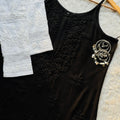 Black Lucknowi Chikankari Rayon Noodle Strap Kurti Set