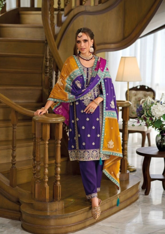 Purple Premium Pakistani Salwar Kameez Suits with Dupatta