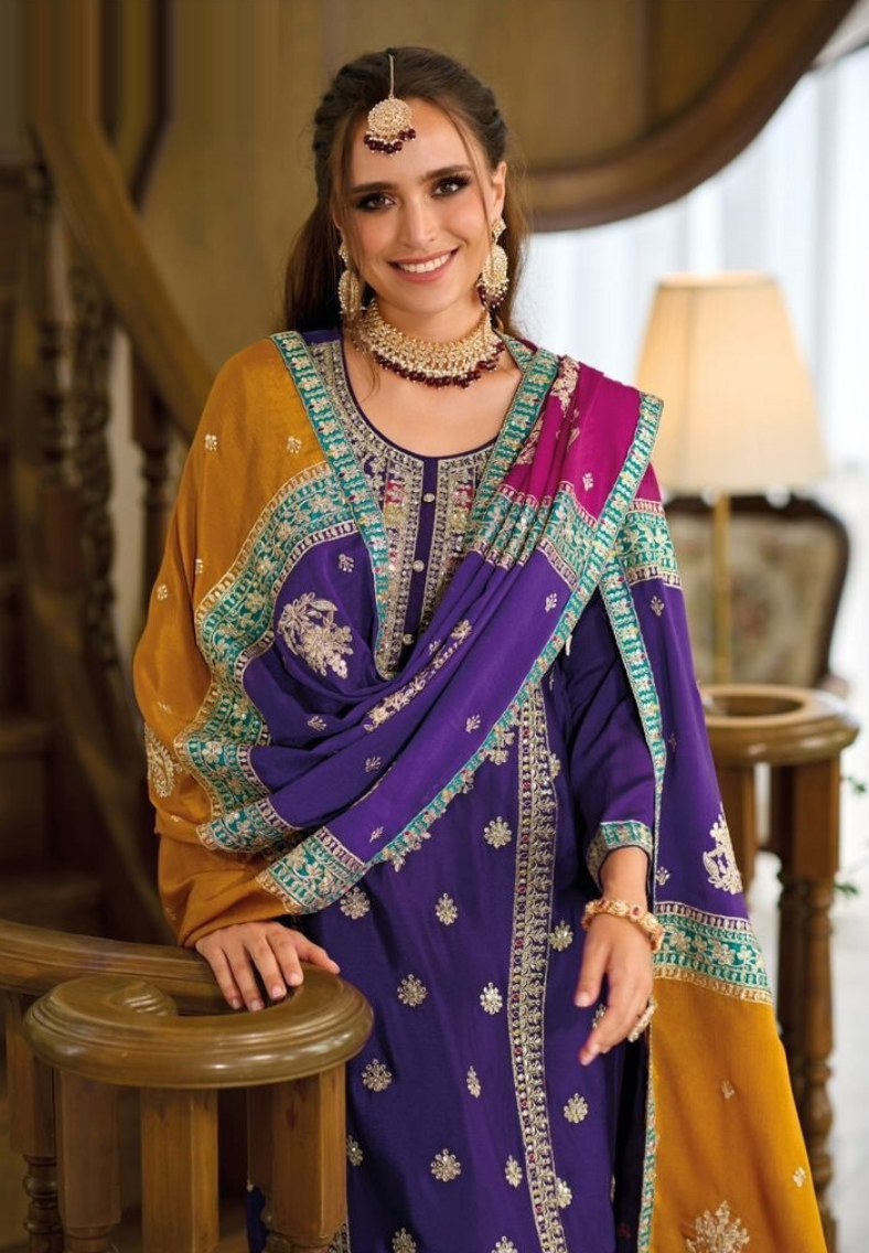 Purple Premium Pakistani Salwar Kameez Suits with Dupatta