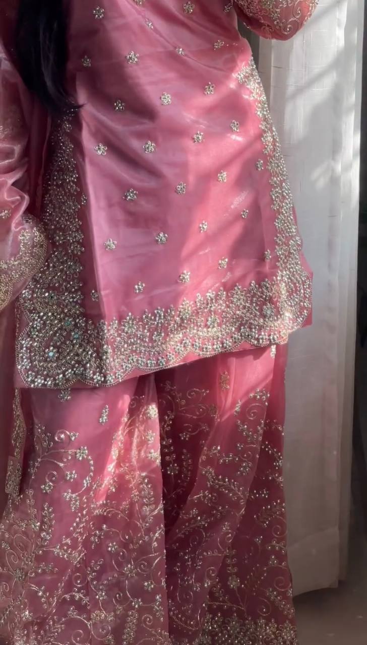 Pink Ethereal Silk Embroidered Ensemble Eid Special