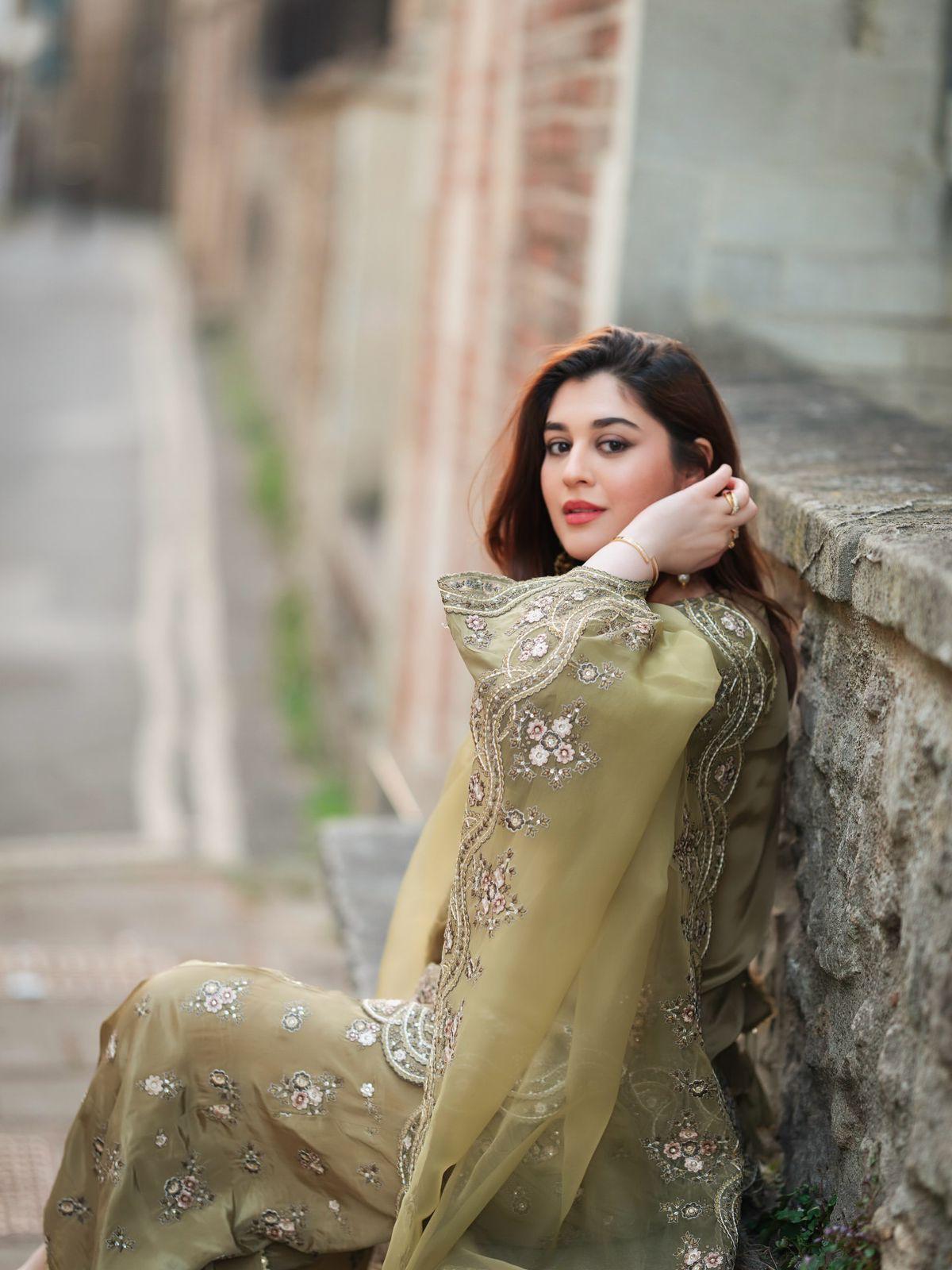 Elegant Green Crepe Silk Sharara | Pakistani Style Suit for Women