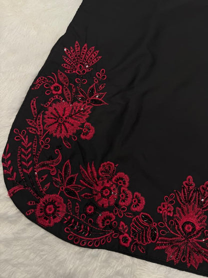 Black Farshi Salwar Suit Set: Modern Elegance with Intricate Handwork