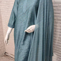 Teal Blue Chikankari Elegance: Modaal Chanderi Cutdana Ensemble