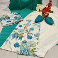 Teal Blue Chikankari Ensemble 4 Pc Set with Jutti