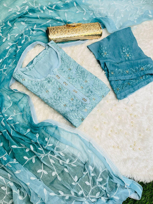 Teal Blue 🌟 Elegance in Rayon Ensemble 🌟 - Inayakhan Shop 