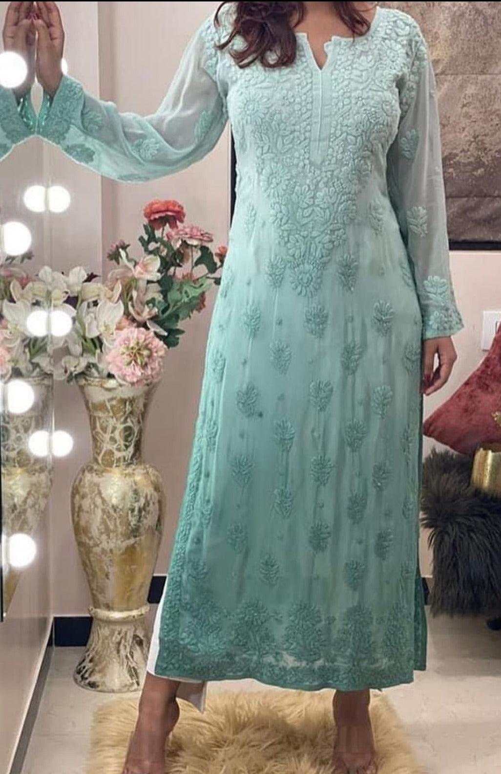 Teal Breezy Bliss Dyed Viscose Long Kurti - Inayakhan Shop 