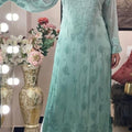 Teal Breezy Bliss Dyed Viscose Long Kurti