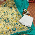 Teal Design 2 Regal Charm Chikan Kurti Pom Pom Duppatta Set and Sharara