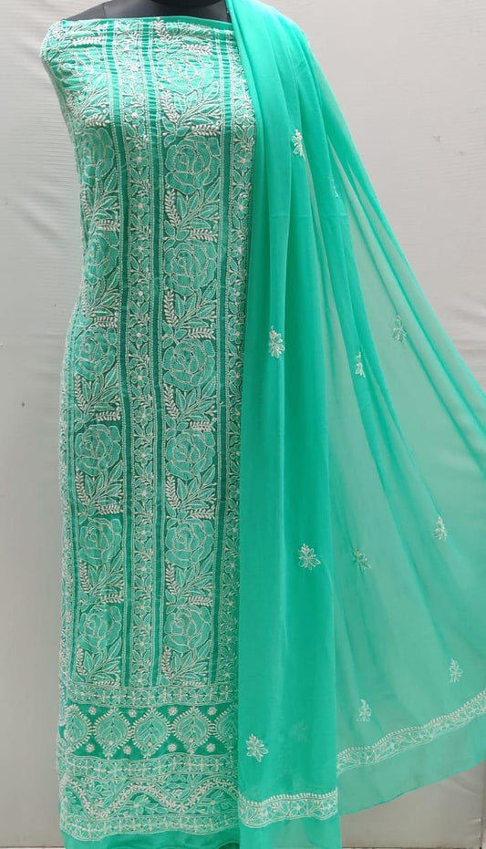 Teal Green Classic Enchanting Chikankari Symphony Suits - Inayakhan Shop 