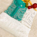 Teal Green Color Luminous Luxe Lucknawi Chikankari 3 Pc Ensemble
