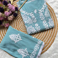 Teal Premium Rayon Lucknow Chikankari Kurti and Pallazo Set
