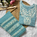 Green Mul Mul Cotton Chikankari Cord Set – Plus Size up to 56  | Lightweight Luxe Co-Ord Set