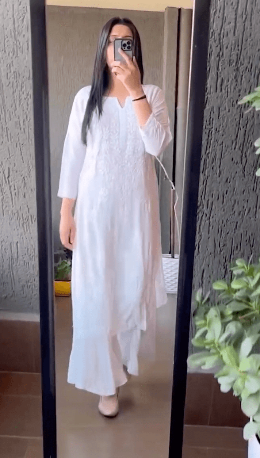 Timeless White Modal Kurti Palazzo Set - Inayakhan Shop 