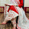 Vibrant in Red: Red Chikan Embroidered Kurti with Cutwork Embroidery and Mirror Work
