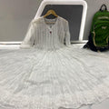 White 56" Kali Chikankari Anarkali with Inner
