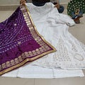 White & Purple Sparkling Sequins Bandhani dupatta Gotta patti Sharara Sequins Kurti emsemble
