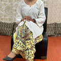 White & Yellow Elegant Phulkari Patiala Salwar & Chikankari Kameez Set