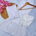 White Celestial Chikankari Georgette Ensemble Mukesh Work 3 pc Set
