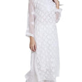 White Chikankari Elegance: Long Chiffon Kurti Set