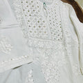 White Designer Chikankari Kurtis with Mukesh Work