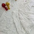 White Lucknawi Chikankari Georgette Kurti and Sharara Set , Dupatta and Inner Included