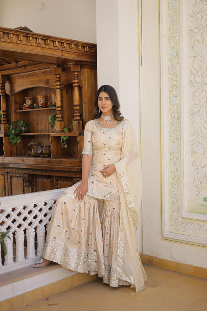 White Premium Designer Readymade Top-Gharara-Dupatta Collection - Inayakhan Shop 