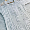 White Royal Elegance 3D Viscose Premium Quality Chikankari Kurti