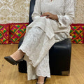 White Sequin Splendor Chikankari Kurti Pallazo Mastani Set